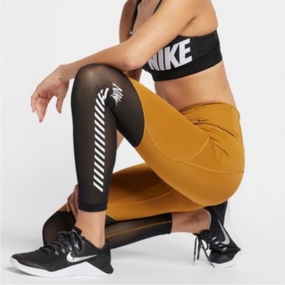 Nike Dri-Fit Half Mesh Leggings - Picture 2 of 9